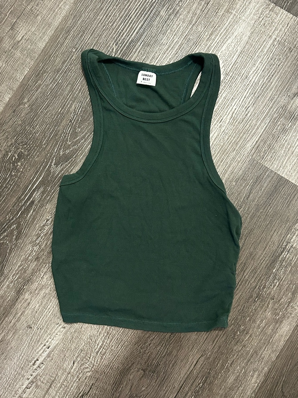 Sunday Best Forest Green Ribbed Crop Tank